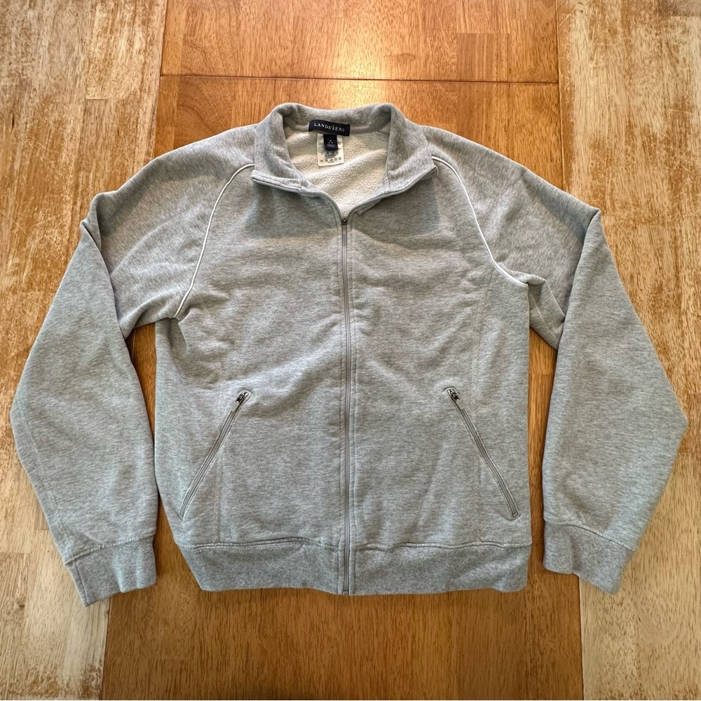 Lands' End Light Heather Gray Zip-Front  Jacket